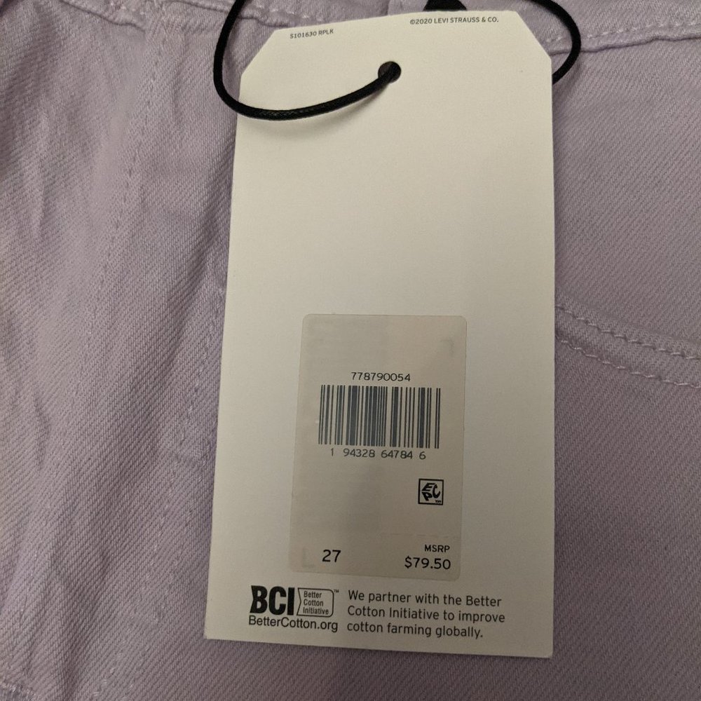 New Levi's Ribcage Chalky Lavender Frost Pastel Purple Cutoff Jean Denim Shorts - Picture 10 of 10